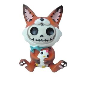 NEW Furrybones Skull Figurine Fen Skeleton in Fox Costume with Chicken‎
